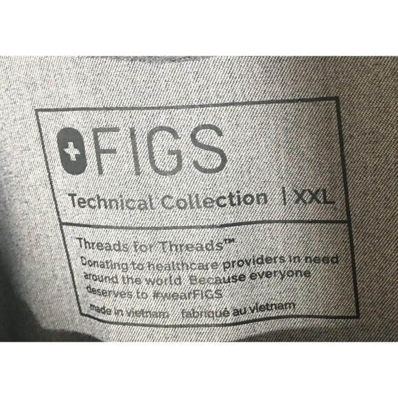 Figs Scrubs Shirt Women's Size XXL Gray Short Sleeve Technical Collection - Picture 6 of 7